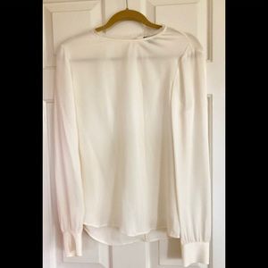 NWT Theory 100% silk satin blouse w/collar detail